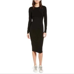NWOT Ninety Percent Sleek Black Long-Sleeve Midi Dress from Net-a-Porter